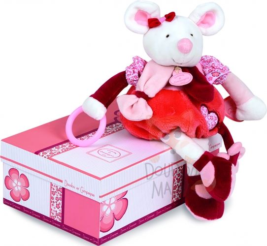  clémentine souris pantin dactivité rouge rose fleur hochet coeur 